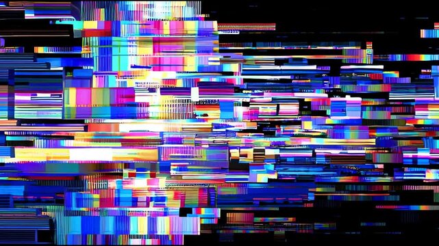 Glitch Effect Abstract Digital Distortion Datamoshing Colorful Pixel Noise.