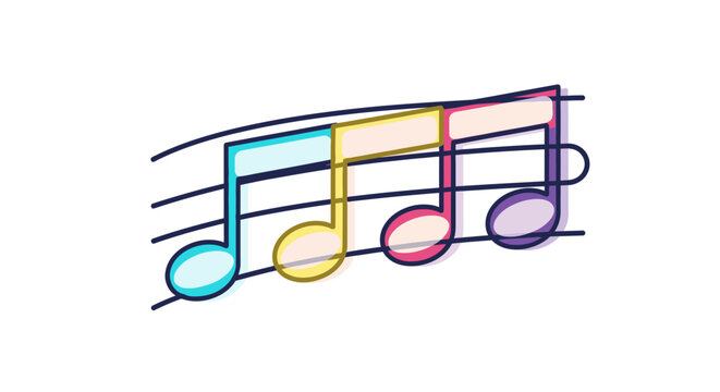 Colorful hand-drawn musical notes on a staff, depicting melody, harmony, rhythm, and the universal joy of music and sound.