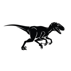 Fototapeta premium Silhouette of a Velociraptor dinosaur in a dynamic running pose.