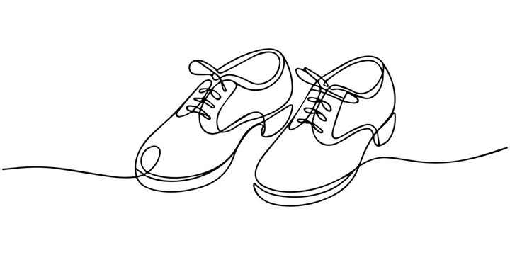 Step shoes. Tap dance. Tap Shoes continuous one line drawing