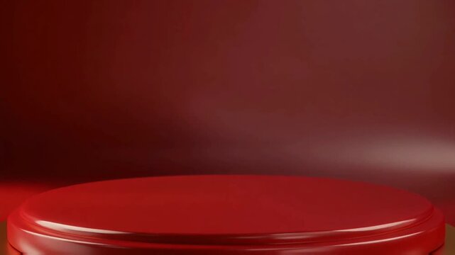 Smooth red gradient background with minimal platform base. Clean abstract composition ideal for product mockups, branding visuals, and modern presentation scenes.