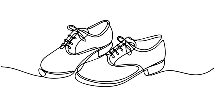 Step shoes. Tap dance. Tap Shoes continuous one line drawing