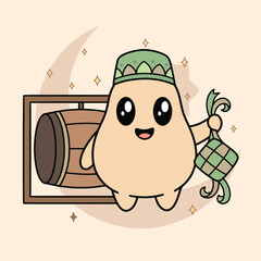 Ramadan in Hand Drawn Doodle Flat Style