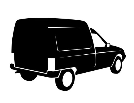 Citro&euml;n fourgon black silhouette vector icon &ndash; French vintage utility vehicle &ndash; detailed retro cargo van