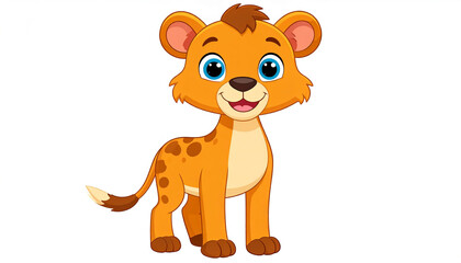 Obraz premium Sweet little cub cartoon illustration, soft shapes and friendly expression, white background.