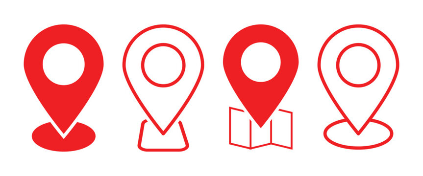 Flat vector GPS, Map location pin designed are used for pinpoint specific locations, digital and physical maps and real-time location tracking in delivery or taxi apps.