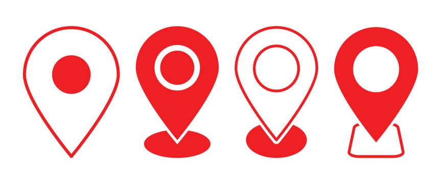 Flat vector GPS, Map location pin designed are used for pinpoint specific locations, digital and physical maps and real-time location tracking in delivery or taxi apps.