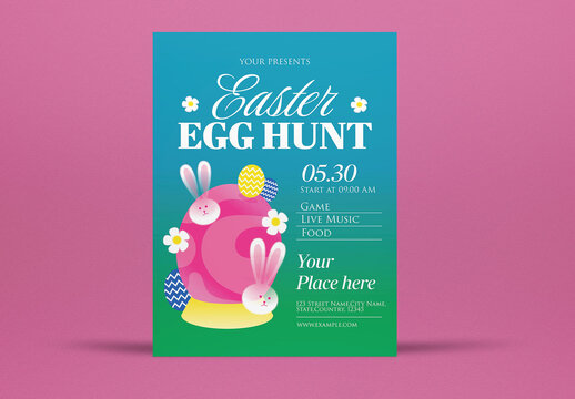 Green Grainy Blur Easter Egg Hunt Flyer Set
