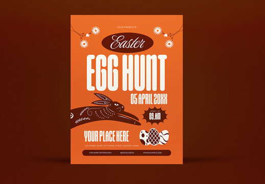 Orange And White Easter Egg Hunt Flyer Set