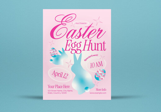 Pink Gradient Easter Egg Hunt Flyer Set