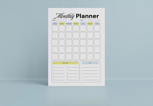 White Minimalist Monthly Planner