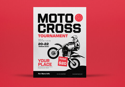Gray Scrapbook Motorcross Tournament Flyer Set