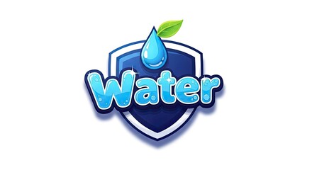Water conservation logo with shield and droplet