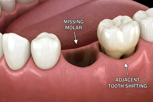Missing Molar Tooth Shift Dental Illustration
