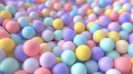 Obraz premium Abstract Pastel Colors and Multicolored Spheres: A Playful Children's Decor and Party Theme with Soft Hues and Vibrant Visual Textures