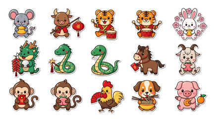 Cartoon zodiac animals collection for lunar new year celebrations © Hadi