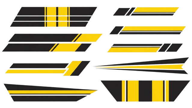 Yellow and Black Racing Stripe Vinyl Decal Sticker Set