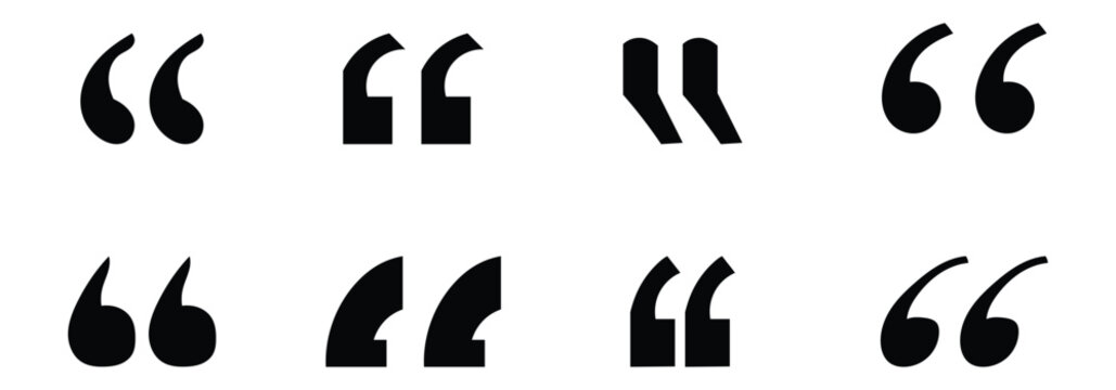 Quotation mark sign and symbol. Set of quote mark . 
Quotation mark symbols in  black color.  Vector illustration isolated on white background.