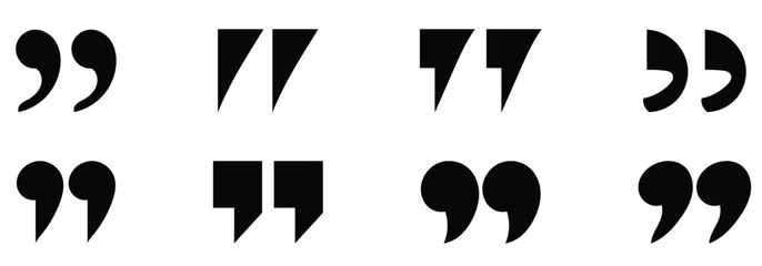 Quotation mark sign and symbol. Set of quote mark .  Quotation mark symbols in  black color.  Vector illustration isolated on white background. © Snap Smith