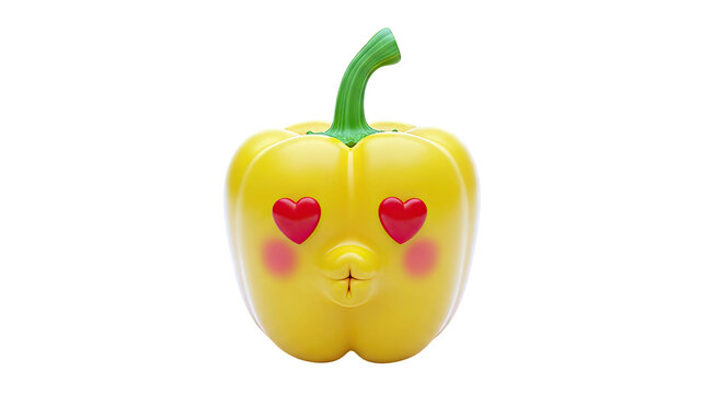 Cute Yellow Bell Pepper with Heart Eyes and Kissy Face