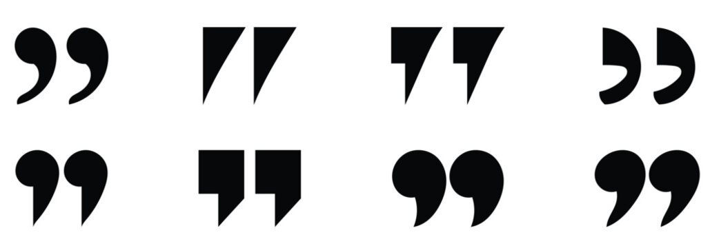 Quotation mark sign and symbol. Set of quote mark . 
Quotation mark symbols in  black color.  Vector illustration isolated on white background.