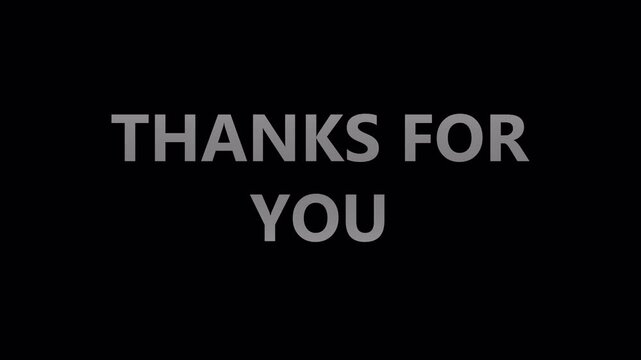 Thank you text animation,, with lettering animated text for video closing on alpha or transparent background in 4k.