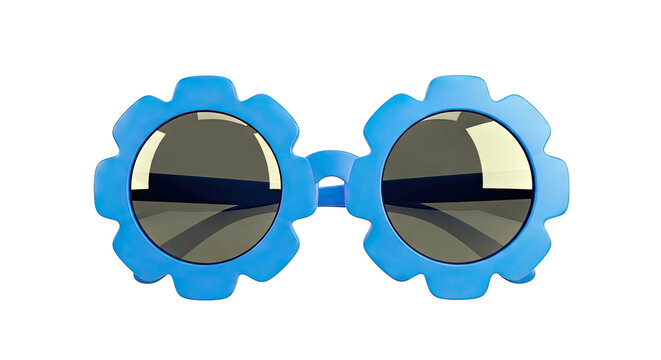 Blue Gear-Shaped Sunglasses