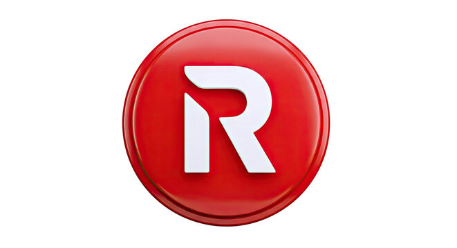 3D Red Circle Logo with White Letter R