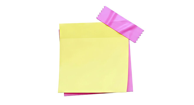 Yellow and pink sticky notes with tape