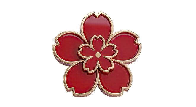 Red and Gold Flower Emblem