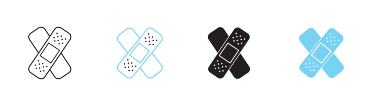 Band aid icon vector set. injury bandage vector icon. Medical plaster sign. medical patch vector icon for UI designs. emergency and medicine color editable Symbol, logo illustration. 