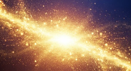 Fototapeta premium A dynamic, iridescent overlay featuring sparkling golden dust and bright glowing particles creating a magical abstract background texture, glowing, glittering, design