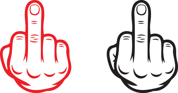 A drawing of two middle fingers one in red and one in black