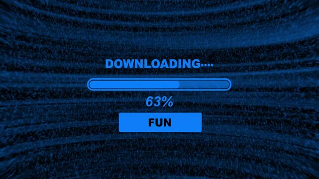 Downloading fun loading animation. loading porn progress bar with percent number.