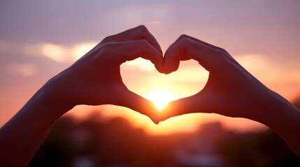 Fototapeta premium Couple inspiration heart glow by sea high resolution picture