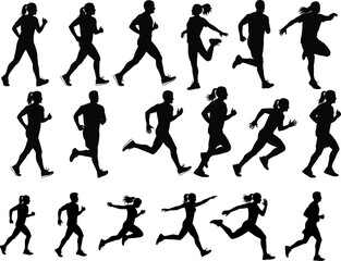 set of silhouettes of people