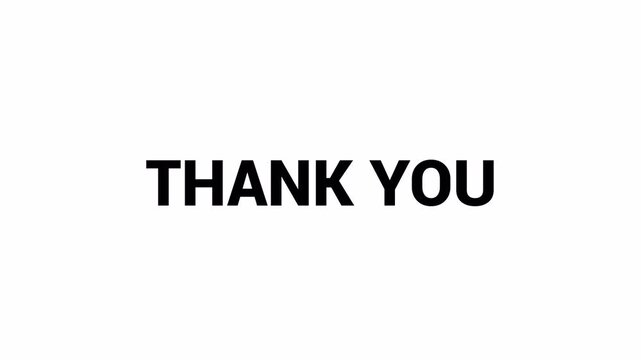 Thank you text animation,, with lettering animated text for video closing on alpha or transparent background in 4k.