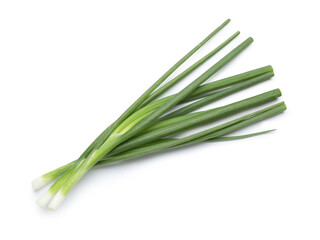 Bunch of fresh green onion on white background