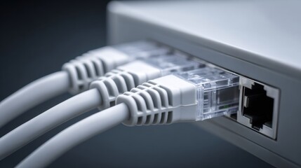 Modern Router with Cables Connected for High-Speed Data Transfer