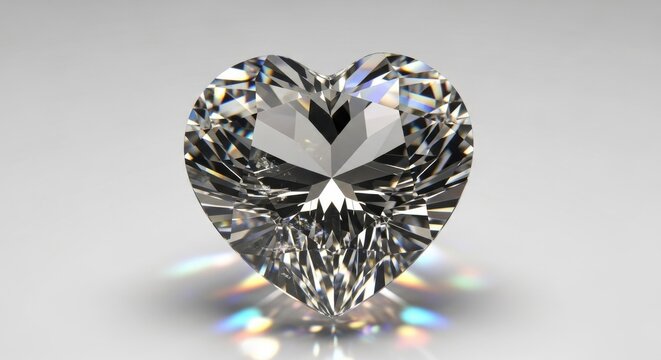 Diamante brillante en forma de coraz&oacute;n, gema preciosa de lujo, cristal facetado para joyer&iacute;a, amor y compromiso