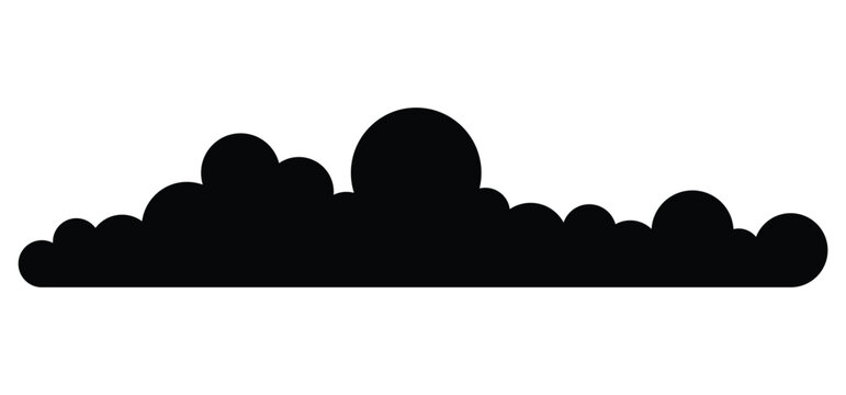 Black vector cloud. long cloud flat design. perfect for weather, sky and nature themes. vector illustration