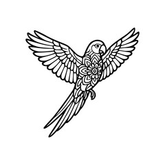 Obraz premium Intricate Parrot Silhouette with Geometric Mandala Pattern Design