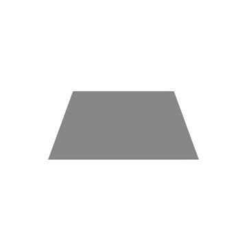 Geometric gray trapezoid shape illustration on a clean white background, representing a fundamental mathematical figure in a minimalist design for various graphic projects