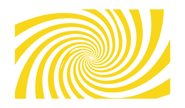 Vibrant Yellow Spiral Vortex With Radiating Curved Lines On White Background Curves