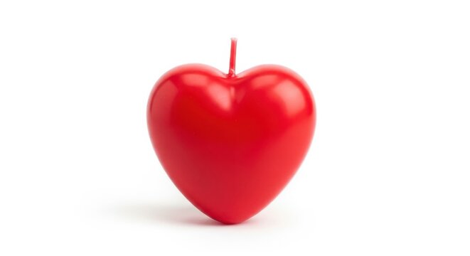 Vela roja en forma de coraz&oacute;n, s&iacute;mbolo de amor y romance, ideal para celebraciones de San Valent&iacute;n y aniversarios, objeto decorativo de cera