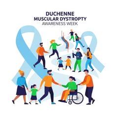 Fototapeta premium Duchenne Muscular Dystrophy Awareness Week family support illustration