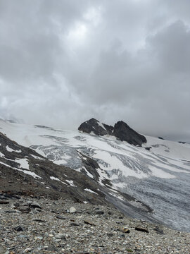 Landscape at Rutor glacier in La Thuile, Aosta valley, Italy