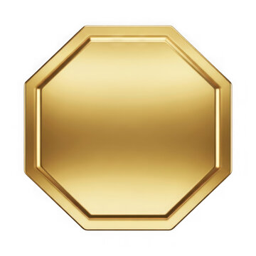 Gold octagonal medal icon isolated on transparent background