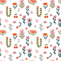 Folk Art Floral Frames and Decorative Botanical Elements