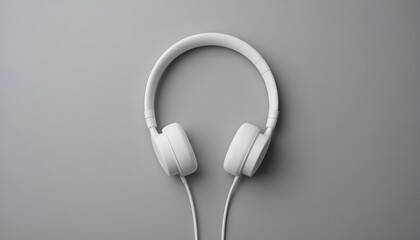 Isolated white headphones with a gray backdrop